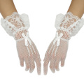 Grace Karin Sexy Bow-Knoten dekoriert Mesh Braut Hochzeitsfeier White Lace Handschuhe CL010606-2